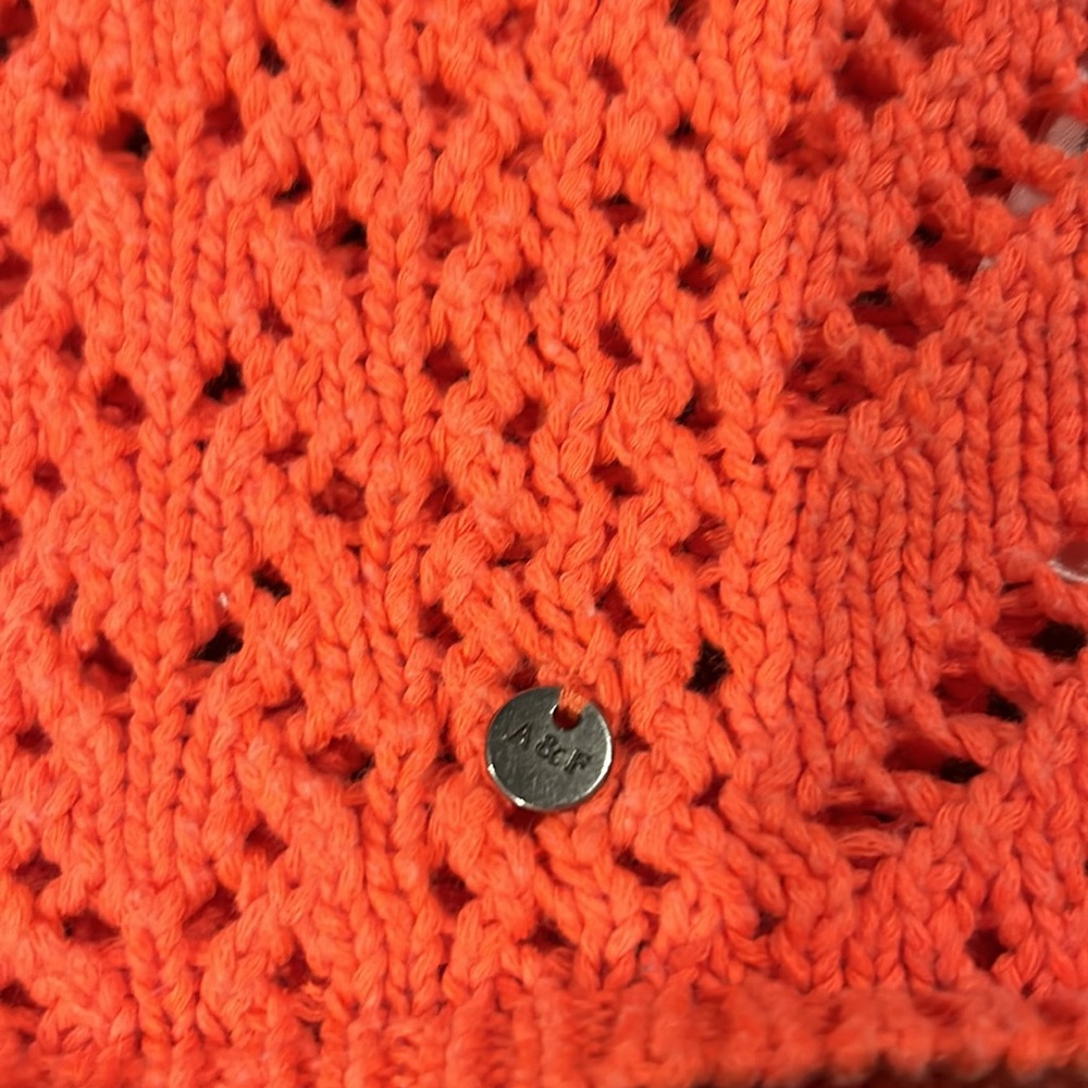 Abercrombie & Fitch Open knit Oversized Boxy tank sweater pumpkin orange Small - Picture 10 of 12